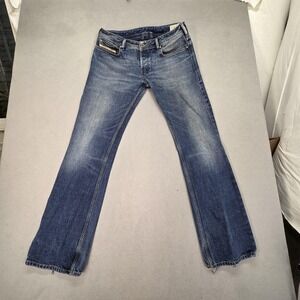 Diesel Zatiny Jeans Mens 33x34 Medium Wash Blue Bootcut Distressed Denim